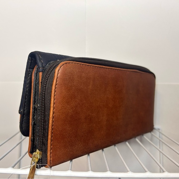 Leather wallet / spacious / Brown / Blue / Hand-tooled Artesanal / México (B) - Picture 9 of 9